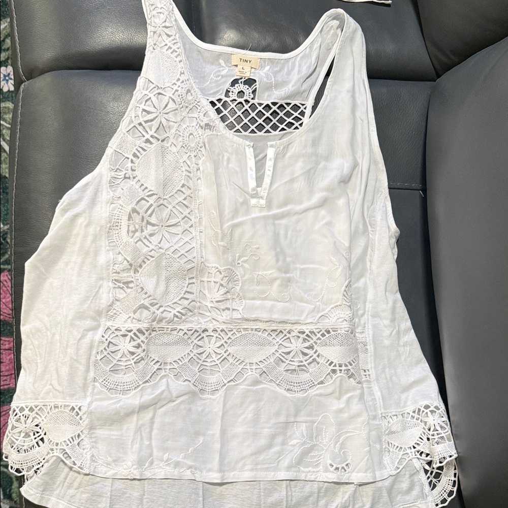 Elegant White Lace Tank Top by Tiny